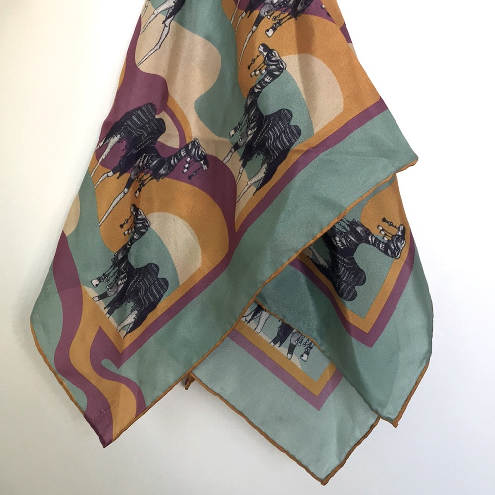 Boho Silk Bandana - Camel Print, Made in Italy